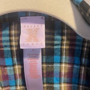 Savage X Fenty Multicolor Plaid long sleve crop Top